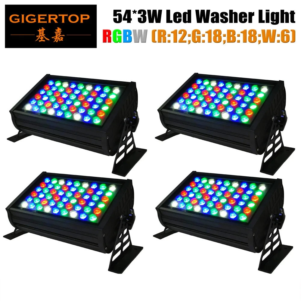 4pcs/lot 54x3W Led Wall Washer Light Waterproof IP65 Free shipping 200W RGBW Led Washer Light 90V-240V DMX Led Stage Lights