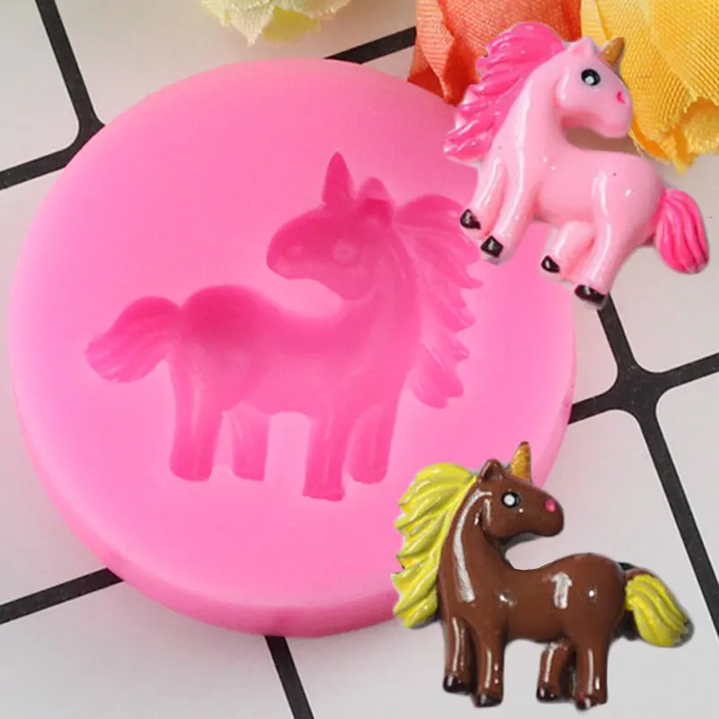 Mujiang 3D Unicornio Silicone Mold Horse Candy Chocolate Cupcake Jelly