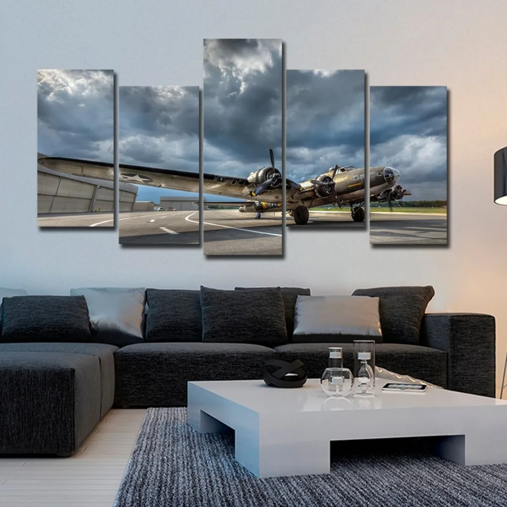 

Posters Modular Canvas Framework Pictures 5 Pieces Aircraft Scenery Paintings HD Prints Home Decoration For Living Room Wall Art