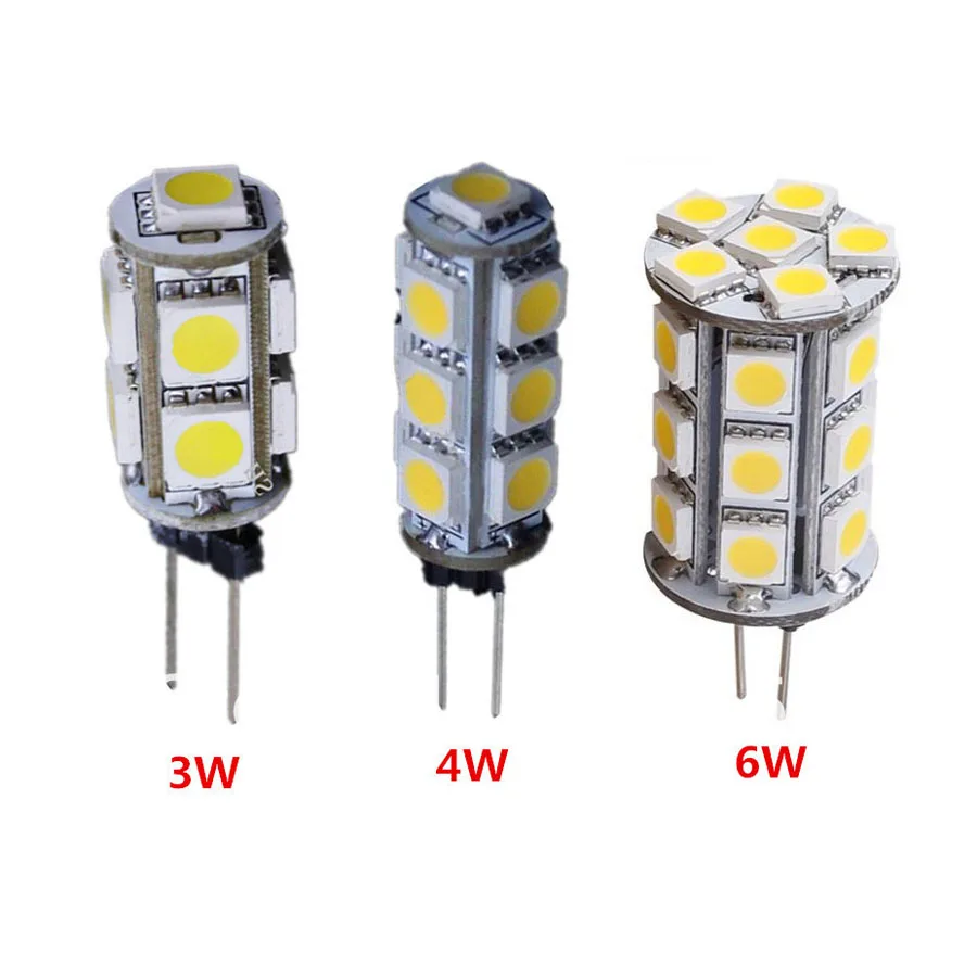 

10pcs/lot 12v 3w 4w 6w g4 5050 smd led halogen lamp replace led bulb lamp 9/13/24 leds white warm white