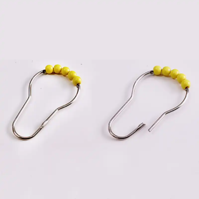 12Pcs Household Color Acrylic Ball Iron Plating Hook Heightening Shower Curtain Ring Shower Curtain Hook yellow 12Pcs Household Color Acrylic Ball Iron Plating Hook Heightening Shower Curtain Ring Shower Curtain Hook yellow