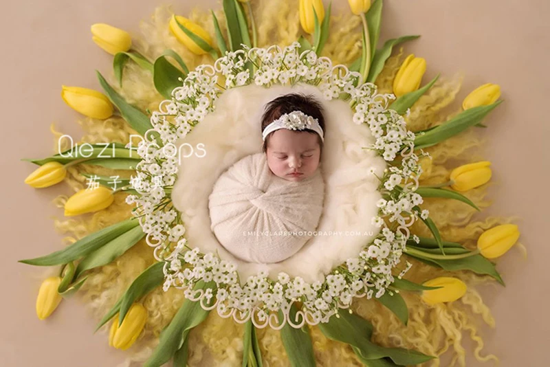 Пластиковые искусственные цветы тюльпаны Детские фотосессии для студии flocati новорожденных реквизит корзины аксессуары