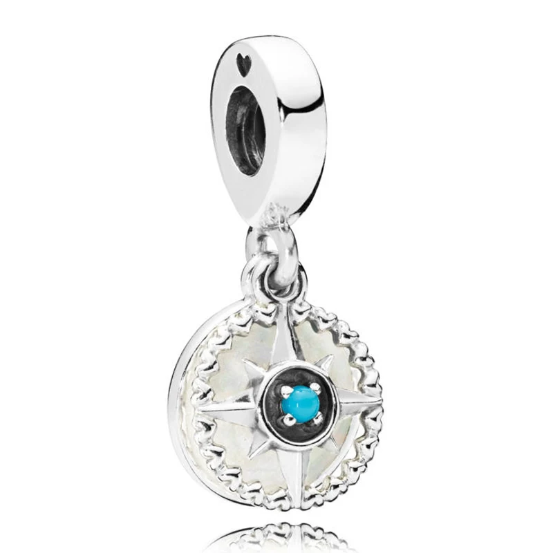 New 925 Sterling Silver Bead Charm Silver Enamel Compass Rose With Blue Crystal Pendant Beads Fit Pandora Bracelet Diy Jewelry New 925 Sterling Silver Bead Charm Silver Enamel Compass Rose With Blue Crystal Pendant Beads Fit Pandora Bracelet Diy Jewelry