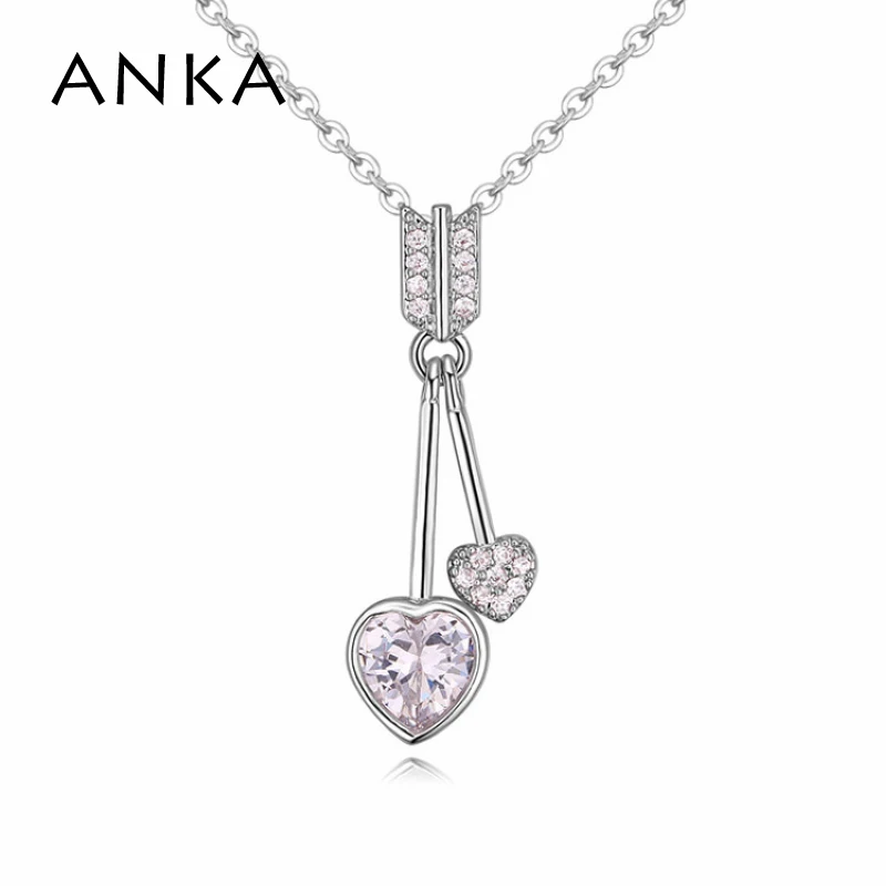 

ANKA love cupid's double arrow heart women necklaces & pendants trendy fashion AAA cubic zirconia cute necklace jewelry 120853