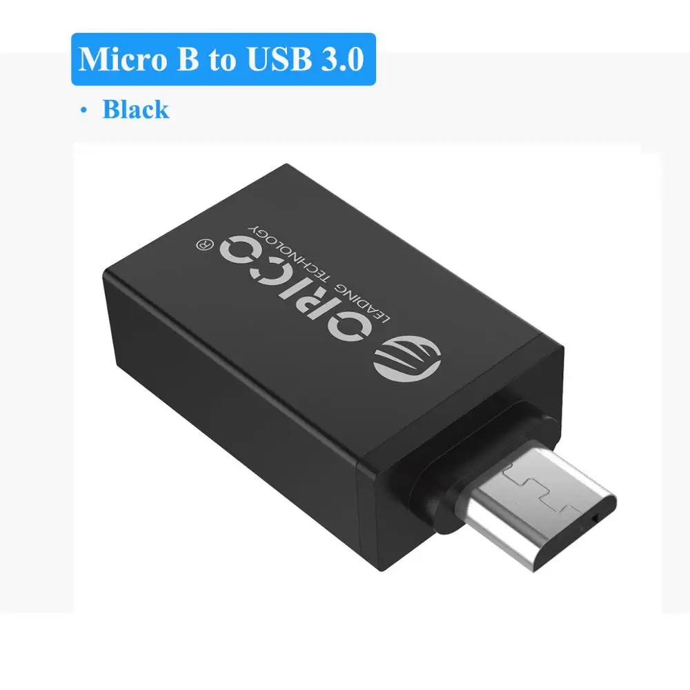 ORICO OTG адаптер Micro B USB 3,0 конвертер USB3.0 5 Гбит/с адаптером Алюминий сплав Подключите смартфон планшет к u-диску Мышь - Цвет: Black