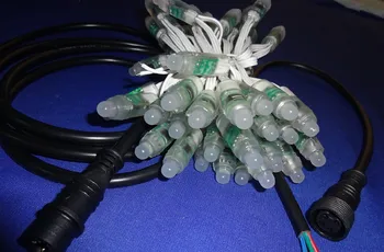 

50pcs DC5V input IP68 12mm WS2811 LED pixel light,all WHITE wire,input end with 2m long 4core male conector