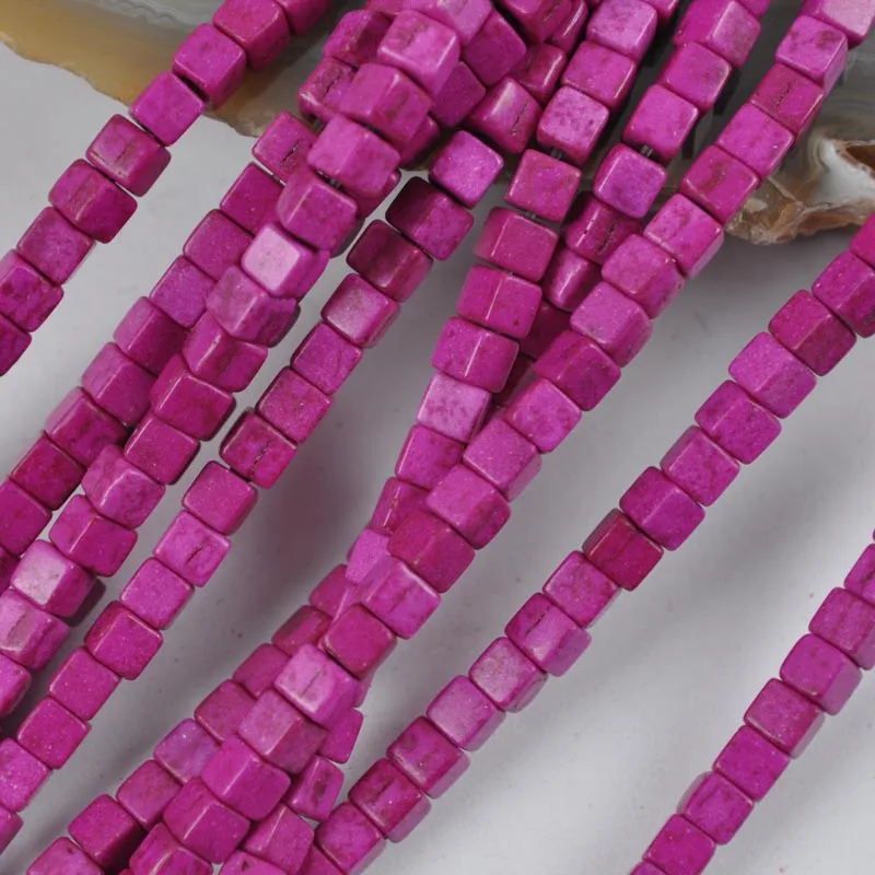4MM Purple Howlite Cube Loose Beads Strand Jewelry Making C201 | Украшения и аксессуары