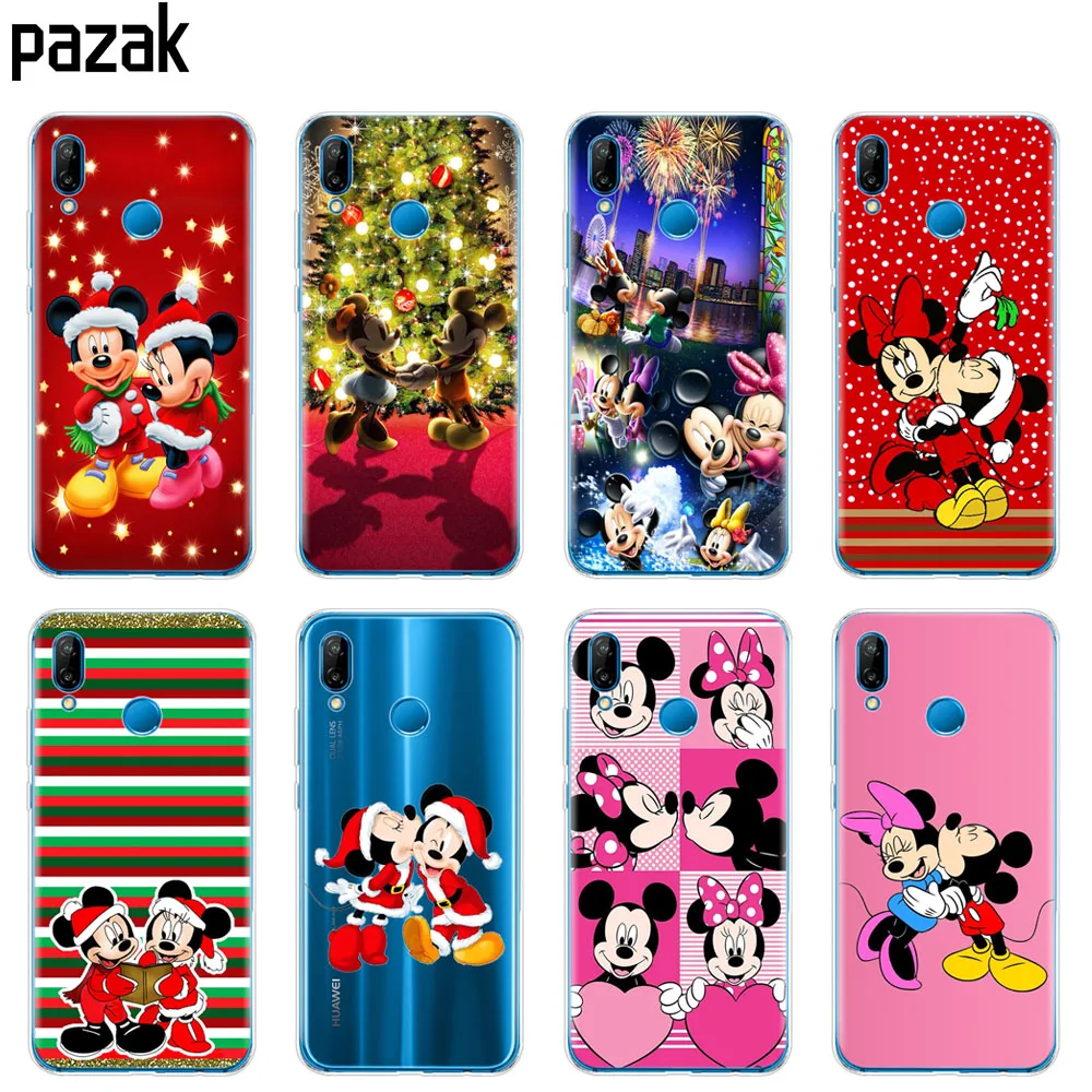 

Silicone Cover Phone Case For Huawei P20 P7 P8 P9 P10 Lite Plus Pro 2017 P smart 2018 Mickey Minnie Christmas new Year coque