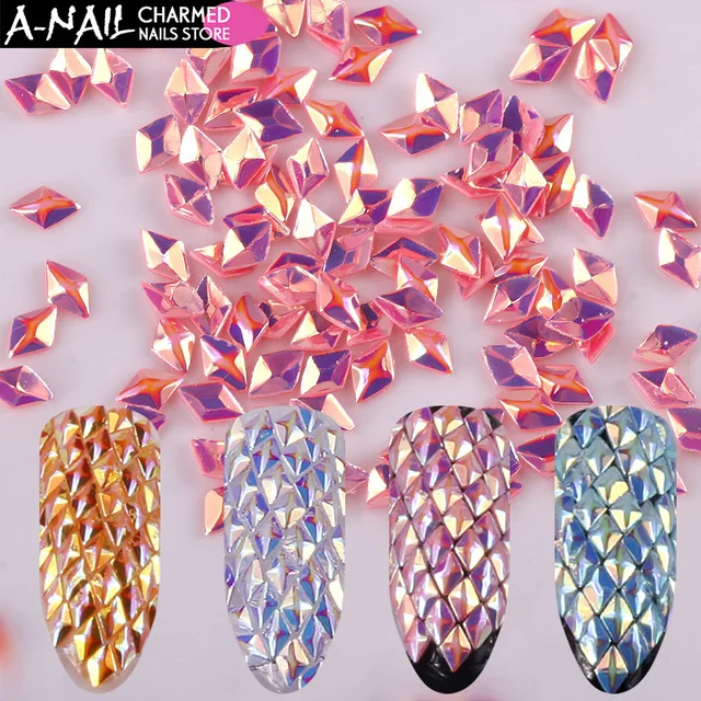 12 Colors/set Chameleon AB Color Nail Sequins Triangle Rhombus Colorful Glitter Flakes Paillette Manicure 3D Nail Art Decoration