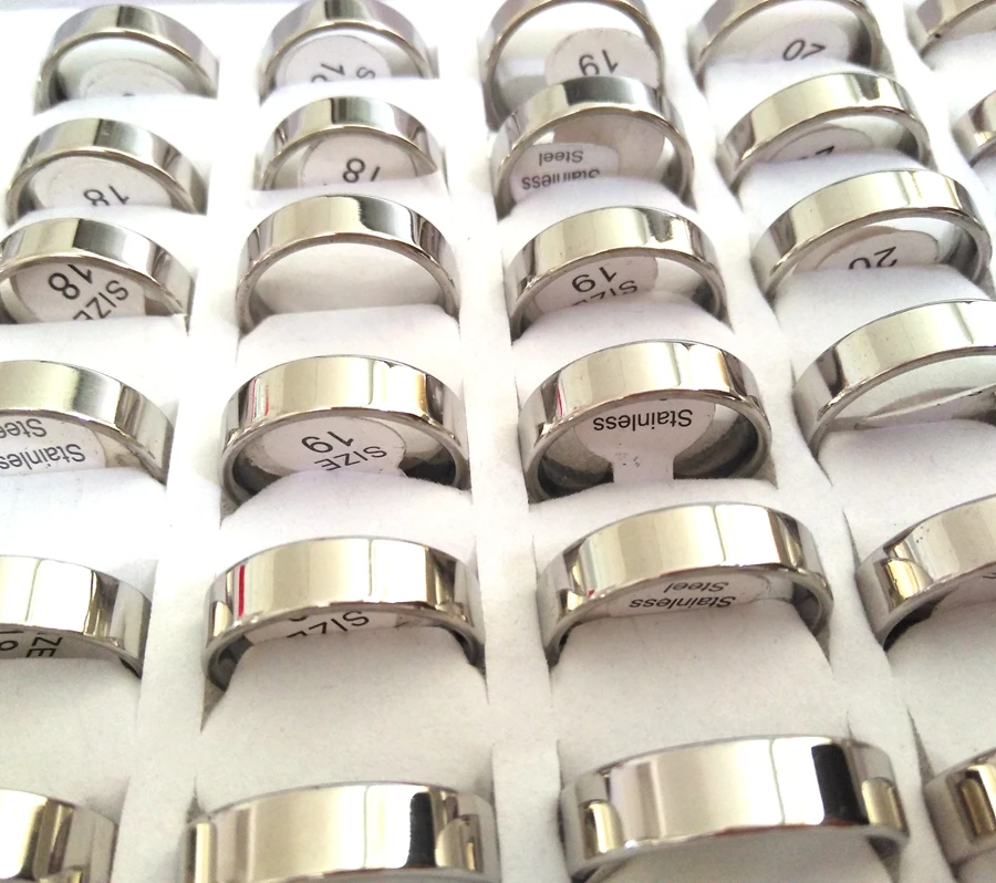 100pcs Quality High polished Comfort fit 6mm Band Classic Stainless Steel 316L Rings Wholesale Men Women Fashion Jewelry Lots 6