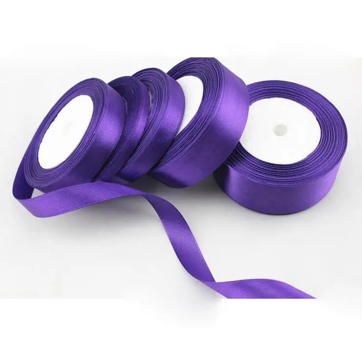 Wholesale 25 Yards violet Silk Satin Ribbon Wedding Party Decoration