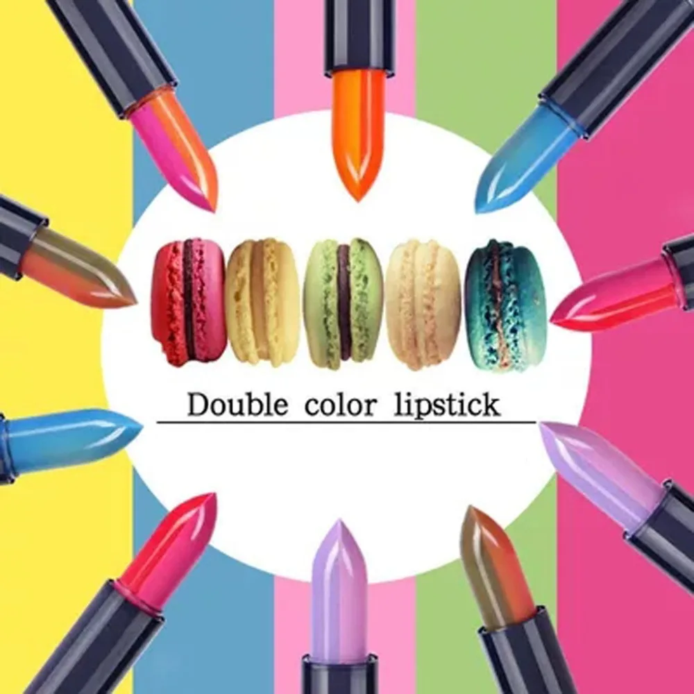 

1PC Macaron Double Color Hot Sale Balm Colors Makeup Discoloration Lipstick focallure batom maquiagem pintalabios labiales A23