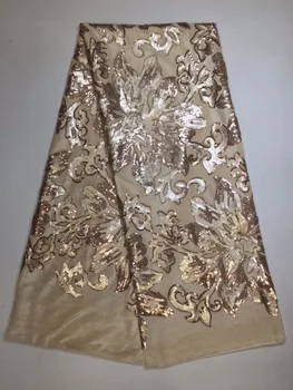 

Beautiful African French Lace Fabric Net Lace High Quality African Tulle French sequence lace Fabric For Wedding TS6297