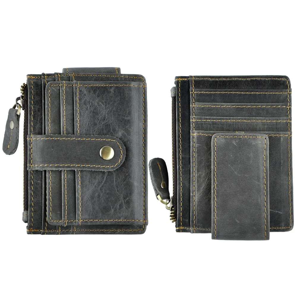 

Male Original Leather Design Fashion Travel Slim Wallet Front Pocket Magnetic Large Capacity Money Clip Card Case For Men 1024G