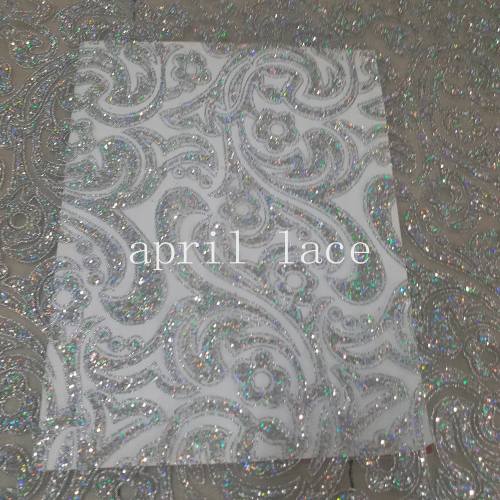 

5 ярдов AA157 блестящий серебристый цвет 50-130, склеенный принт, блестящая сетка, тюль, сетка, кружево для модного дизайна/свадьбы/Вечеринки