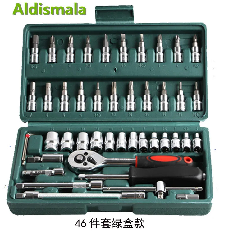 

Professional 46Pcs Spanner Socket Set 1/4 inch Screwdriver Ratchet Wrench Set Kit Car Repair Tools Combination Repair Hand Tool