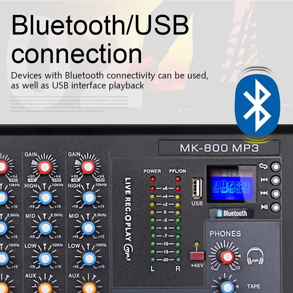 G-MARK MK800 Mixer Profesional Audio Muzik Studio Konsol Pentas Mikrofon Pencampuran DJ Party Church 48V Phantom Power G-MARK MK800 Mixer Profesional Audio Muzik Studio Konsol Pentas Mikrofon Pencampuran DJ Party Church 48V Phantom Power
