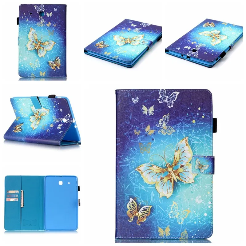 Stylus Holder Flip Cover For Samsung Galaxy Tab E 9.6 SM-T560  T561 Case Wallet Smart PU Leather Smart Card Slots Tablet Cover (3)