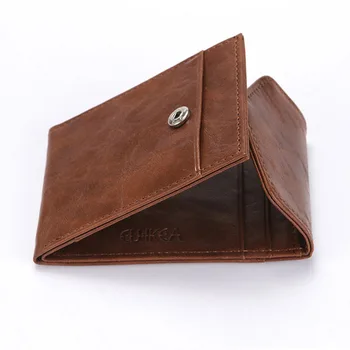 

RFID Creative Men's Wallet Business Card Credit Card Bag Crazy Horse Pattern Draw Belt Buckle Banknote Coin Purse