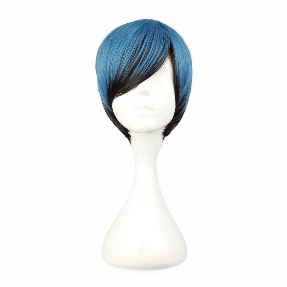 

MCOSER 30CM Short Straight Synthetic Mix Dark Blue Color Cosplay Wig 100% High Temperature Fiber Hair WIG-304A