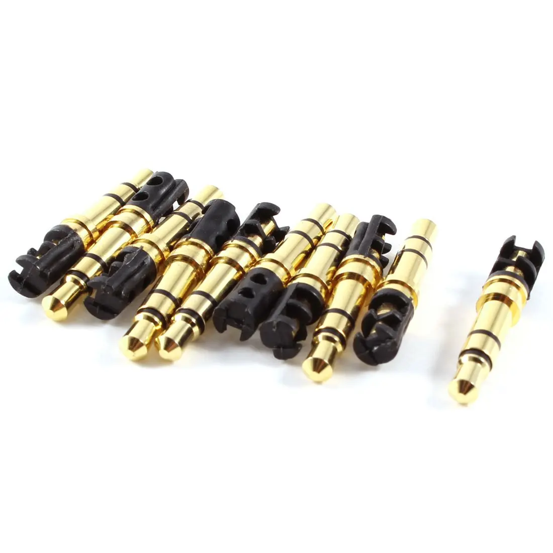 

10 Pcs 3.5mm Male Plug 3 Pole Soldering Earphone Headphone Audio Jack Gold Tone