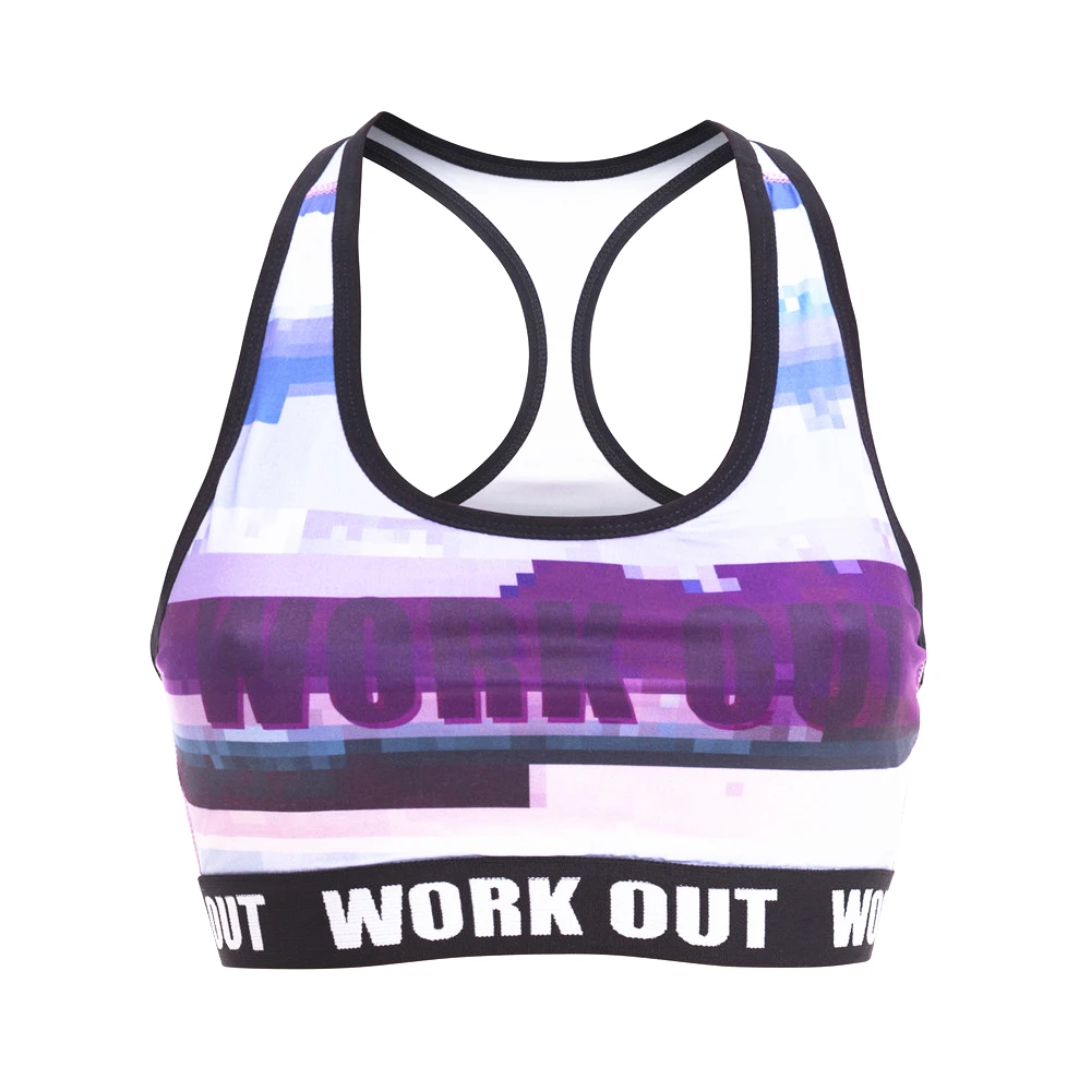 

New Design Women Fitness Bra Work Out Glitch Printing Tops Breathable Cozy Woman Short Vest