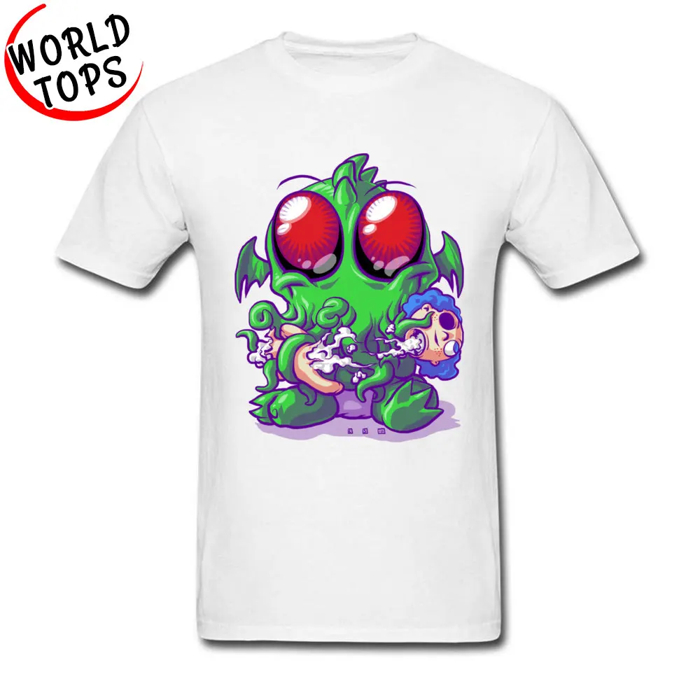 Customized Lil Cthulhu Mens Top T-shirts 2018 Fashion VALENTINE DAY Short Sleeve Tops Tees Crewneck Pure Cotton Tee Shirts Lil Cthulhu white
