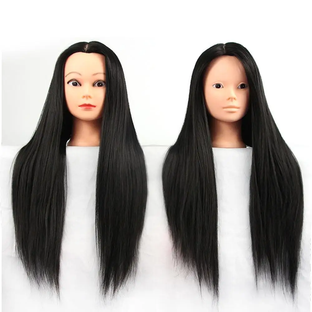 

16 Inch Black Color Cosmetology Mannequin Head Wig Hair Styling Hairdresser Training Model Fashion