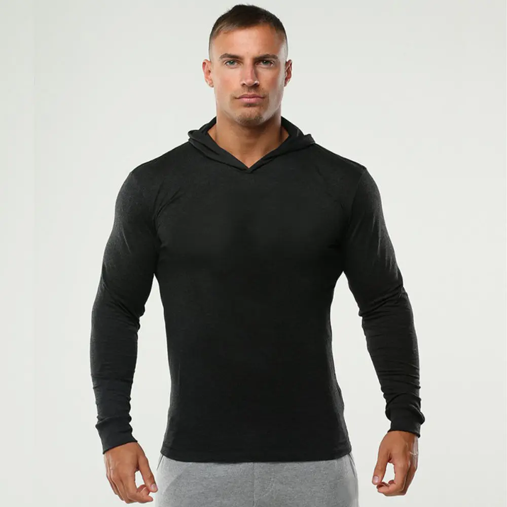 Для мужчин мышц основные Fit толстовки пуловер тренажерные залы с длинным рукавом спортивная светильник кофты топам