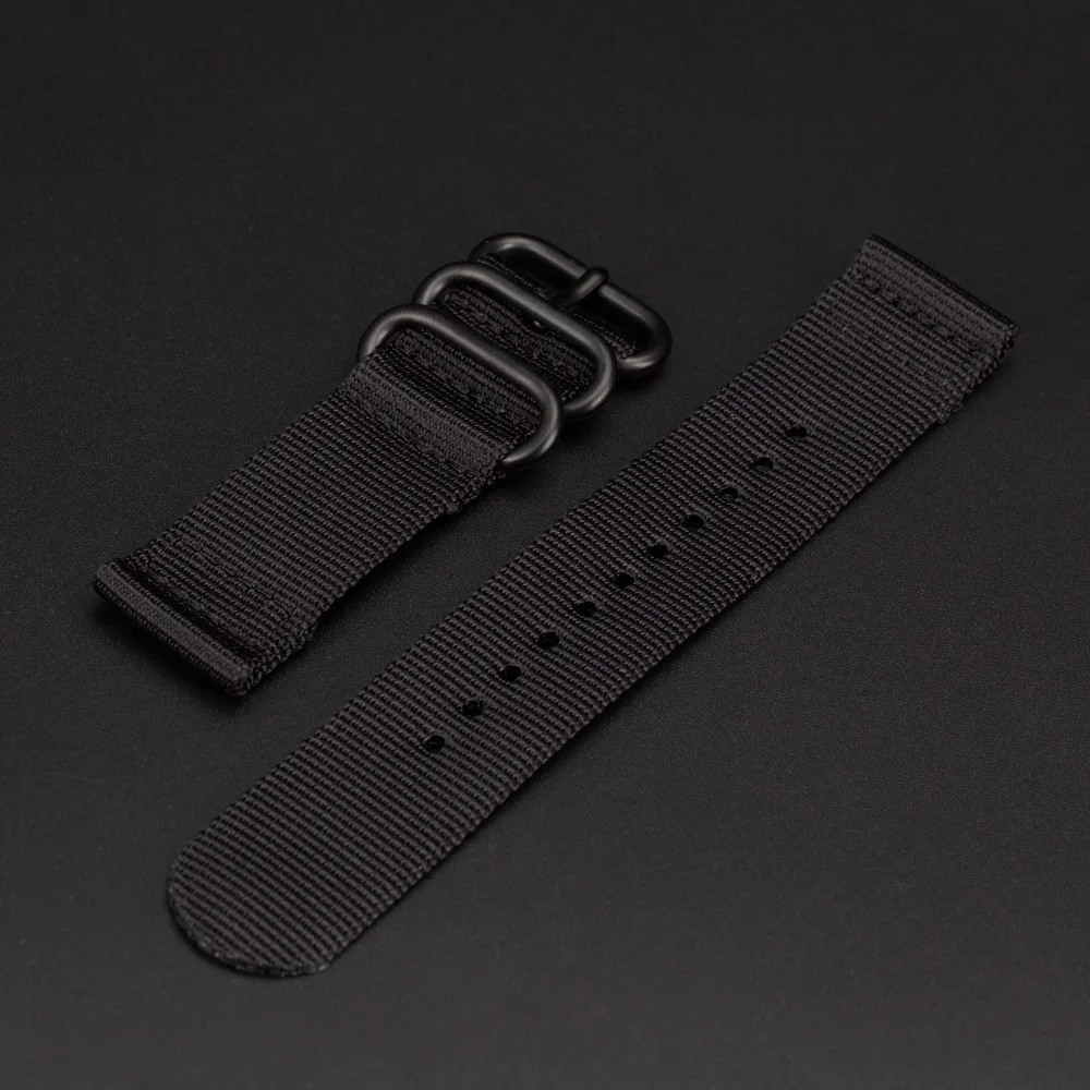 Черный высокопрочный нейлоновый ремешок для наручных часов 22 мм|nylon watchband|replacement