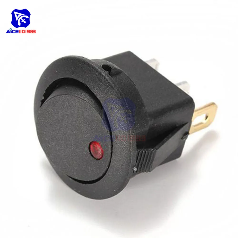 

5PCS 12V LED Dot Light Car Auto Boat 3Pin Round Rocker ON/OFF Toggle SPST Switch