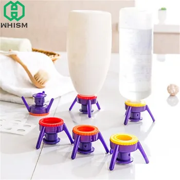 

WHISM 6PCS Toss It Bottle Cap Stand Kit Flip-It Plastic Bottle Holder Stand Shampoo Leakproof Cover The Bottle Emptying Kit