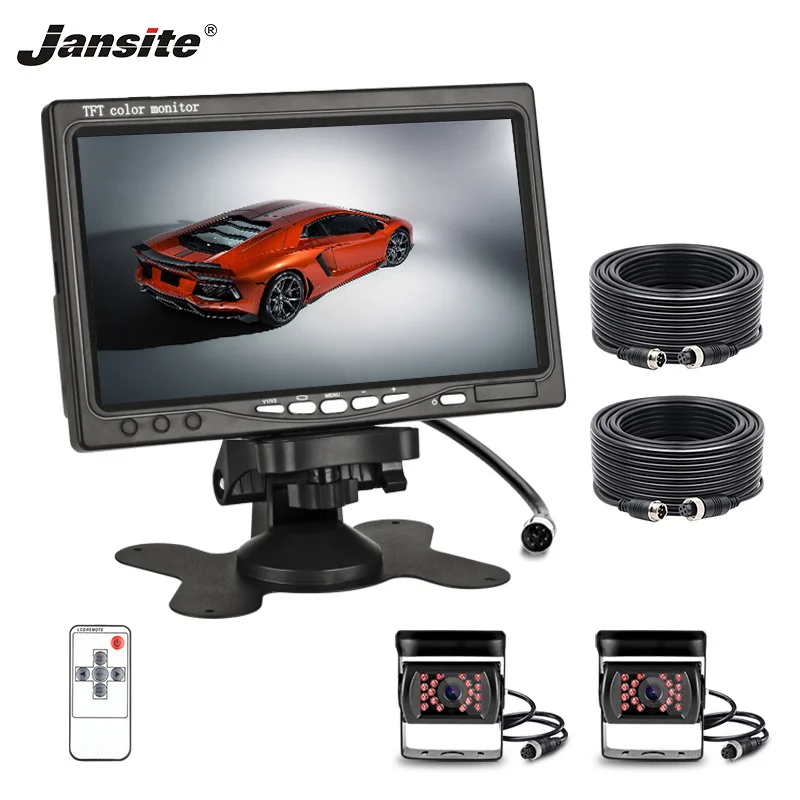 

Jansite 7" TFT LCD Wired Car Monitor Display Cameras with Aviation head Camera Parking System vehicle camera Rear view Monitor