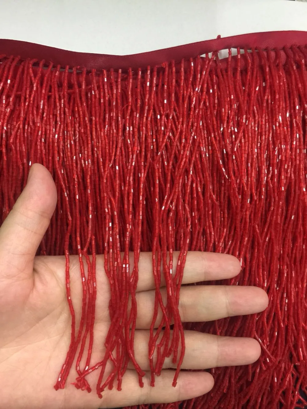 cheap stock tassel 5 yards bag ym287# Red 15 cm beads fringe clothing items for sawing dress fringe trim alibaba express