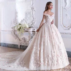 Eightree Sweetheart Pink Ball Gown Appliques 3D Flowers Strapless Wedding Dress 2019 Vestido de Noiva Beaded V Neck Bridal Gown Eightree Sweetheart Pink Ball Gown Appliques 3D Flowers Strapless Wedding Dress 2019 Vestido de Noiva Beaded V Neck Bridal Gown