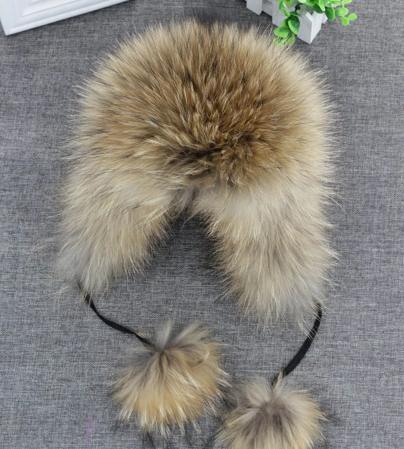 mens mad bomber hat 2020 100% Real Fox Fur Hat Women's Russian Ushanka Aviator trapper snow skiing Hat caps earflap winter raccoon fur Bomber hat sheepskin bomber hat Bomber Hats