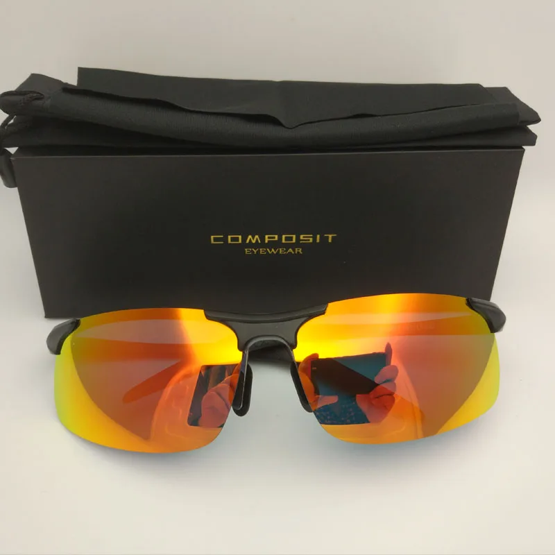 Эластичные ноги Composit бренд супер легкие солнцезащитные очки Серебряное зеркало спортивные полу оправы алюминия магния мужские солнцезащитные очки Polaroid - Цвет линз: orange