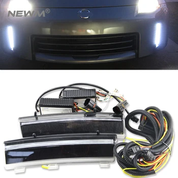 

One set LED Front Bumper Reflector Daytime Running Lights For 06-09 for Nissan 350Z DRL+Indicator light(Amber) Smoke