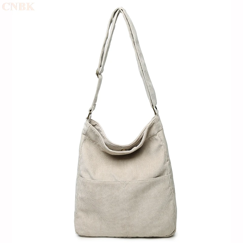 

Literary small fresh canvas bag 2019 new bag art simple corduroy one shoulder big bag dual-use wild Messenger bag