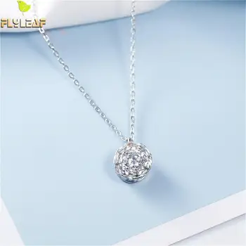 

Flyleaf 925 Sterling Silver Creative Rotating Zircon Necklace Women Fashion Fine Jewelry Wedding Simple Necklaces & Pendants