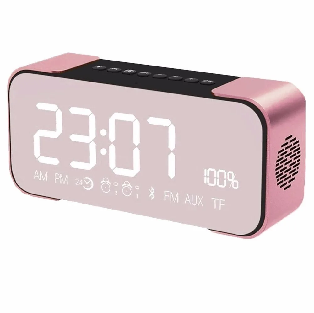 Беспроводные FM радио часы с Bluetooth спикер большая цифра Зеркало LED цифровой