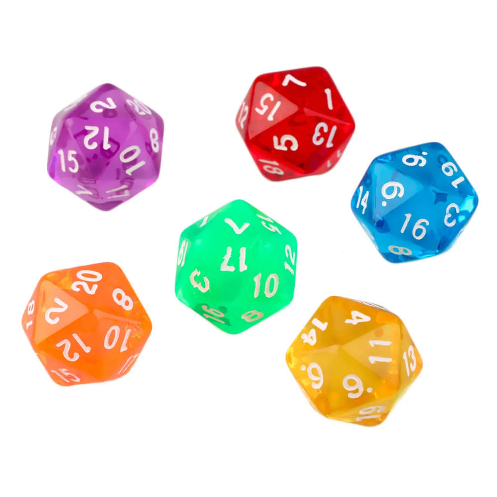 

2018 6pcs/Set Games Multi Sides Dice D20 Gaming Dices Game Playing Mixed Color