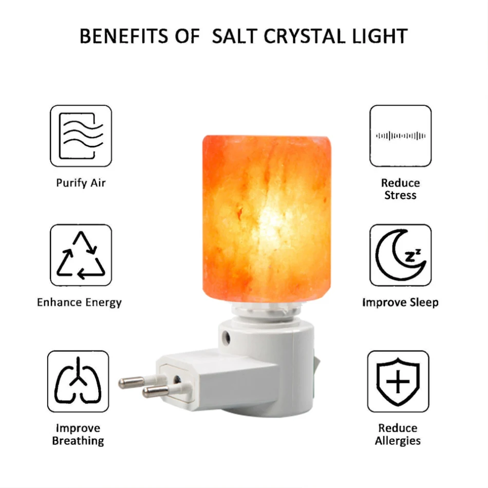 OYGROUP Salt Lamp Night Light Cylinder Natural Air Purifier Rock Rotatable Night Lamp For Aisle Bedroom Bedside Home #OY17NL