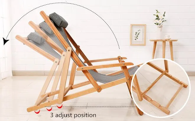Adjule Sling Chair Natural Beech Wood Frame Portable Patio Adjule Sling Chair Natural Beech