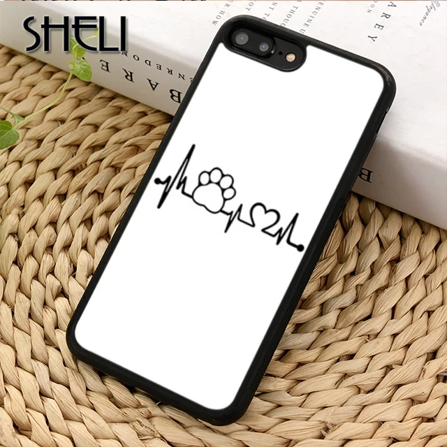

SHELI hot sell Love dogs heartbeat Phone Case Cover For iPhone 6 6S 7 8 Plus X 5 5S SE Samsung Galaxy S5 S6 S7 edge S8 S9 Plus