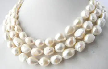 

50''9-10mm White Baroque Freshwater Pearl Necklace