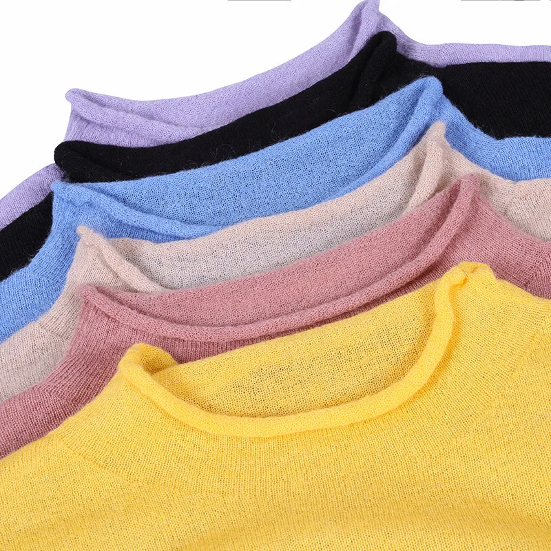 Solid long sleeve elastic knit pullovers sweater shirts 2018 new half turtleneck women autumn basic sweater