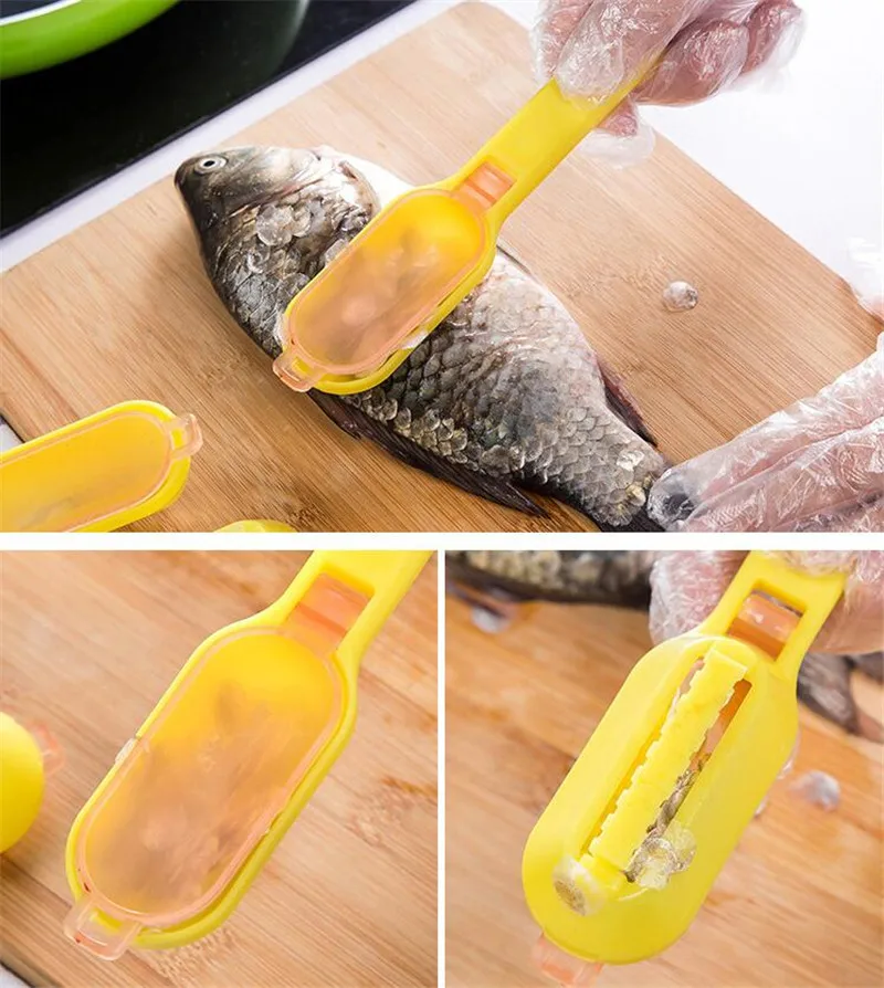 Рыбья чешуя кожи Remover Scaler и нож Fast Cleaner инструменты для уборки на кухне выскабливание рыбья чешуя скребок Кухня аксессуары D5