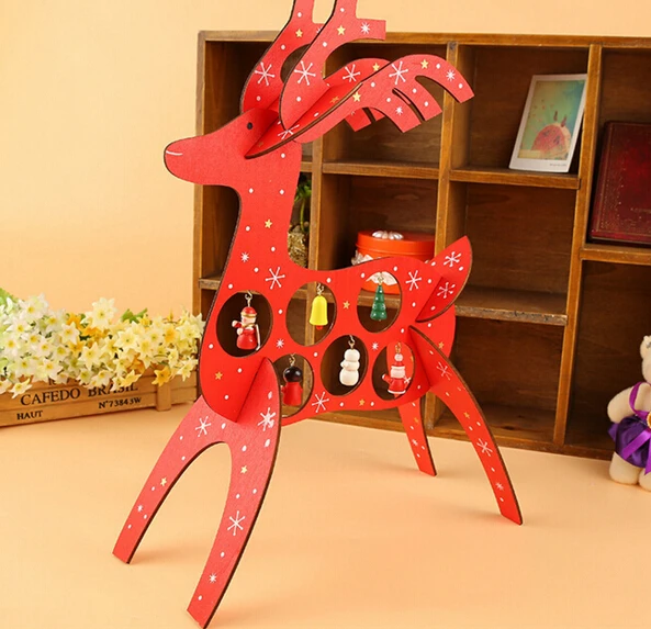 26cm *35cm *11cm Wooden Christmas deer articles XMAS Gift table