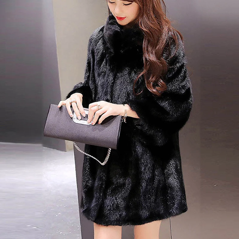 2018 Fourrure Artificielle D'hiver Black Manteau Manteaux Largerlof Veste Hiver Chaud Vison De white Vestes Femmes Et Fc57001 PtU8FwYq8